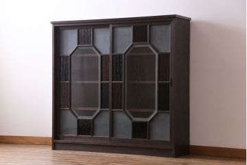 ラフジュ工房オリジナル　アンティーク建具を利用した大正ロマン香る収納棚(キャビネット、戸棚)(2)