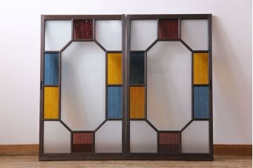 ラフジュ工房オリジナル　アンティーク建具を利用した大正ロマン香る収納棚(キャビネット、戸棚)(2)