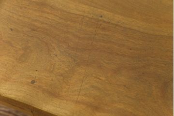 レトロ家具　昭和レトロ　ナラ材　取っ手が個性的な薄型ワークデスク(片袖机、在宅ワーク、在宅用)