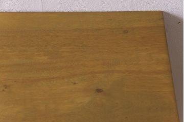 レトロ家具　昭和レトロ　ナラ材　取っ手が個性的な薄型ワークデスク(片袖机、在宅ワーク、在宅用)