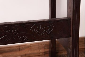 アンティーク雑貨　ビンテージ　伝統工芸　軽井沢彫り　牡丹　伝統の技が光るサイドテーブル(花台、飾り台)