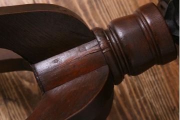 アンティーク家具　大正ロマン　黒いファブリックがシックな回転スツール(回転椅子、チェア)