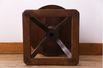 アンティーク家具　大正ロマン　黒いファブリックがシックな回転スツール(回転椅子、チェア)