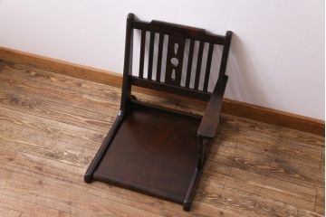 中古　北海道民芸家具　HM692 シックな色合いが上品な片肘付き座椅子(2)