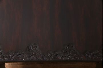 アンティーク家具　特注品　激レア!　華やかさが際立つ軽井沢彫りバタフライテーブル(エクステンションテーブル、ダイニングテーブル)