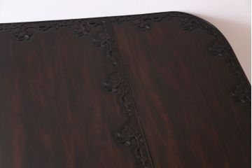 アンティーク家具　特注品　激レア!　華やかさが際立つ軽井沢彫りバタフライテーブル(エクステンションテーブル、ダイニングテーブル)