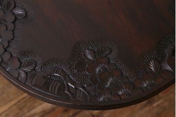 アンティーク家具　特注品　激レア!　華やかさが際立つ軽井沢彫りバタフライテーブル(エクステンションテーブル、ダイニングテーブル)