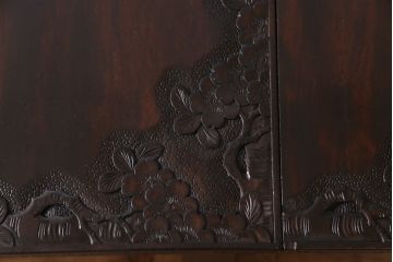 アンティーク家具　特注品　激レア!　華やかさが際立つ軽井沢彫りバタフライテーブル(エクステンションテーブル、ダイニングテーブル)