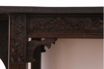 アンティーク家具　特注品　激レア!　華やかさが際立つ軽井沢彫りバタフライテーブル(エクステンションテーブル、ダイニングテーブル)