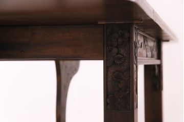 アンティーク家具　特注品　激レア!　華やかさが際立つ軽井沢彫りバタフライテーブル(エクステンションテーブル、ダイニングテーブル)
