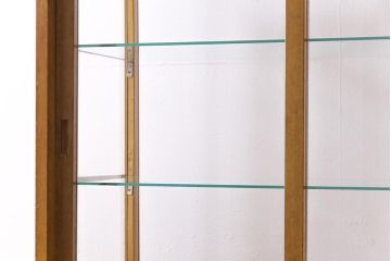 レトロ家具　昭和中期　ナラ材　レトロな雰囲気が味のあるガラスケース(陳列棚、飾り棚)