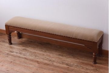 アンティーク家具　和製アンティーク　栓材　大正ロマンの雰囲気溢れるクッションベンチ(長椅子)