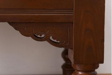 アンティーク家具　和製アンティーク　栓材　大正ロマンの雰囲気溢れるクッションベンチ(長椅子)