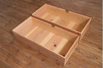 アンティーク家具　昭和初期　ヒノキ材　脚付リメイク　情緒あふれる箪笥リビングボード(チェスト、衣装箪笥)