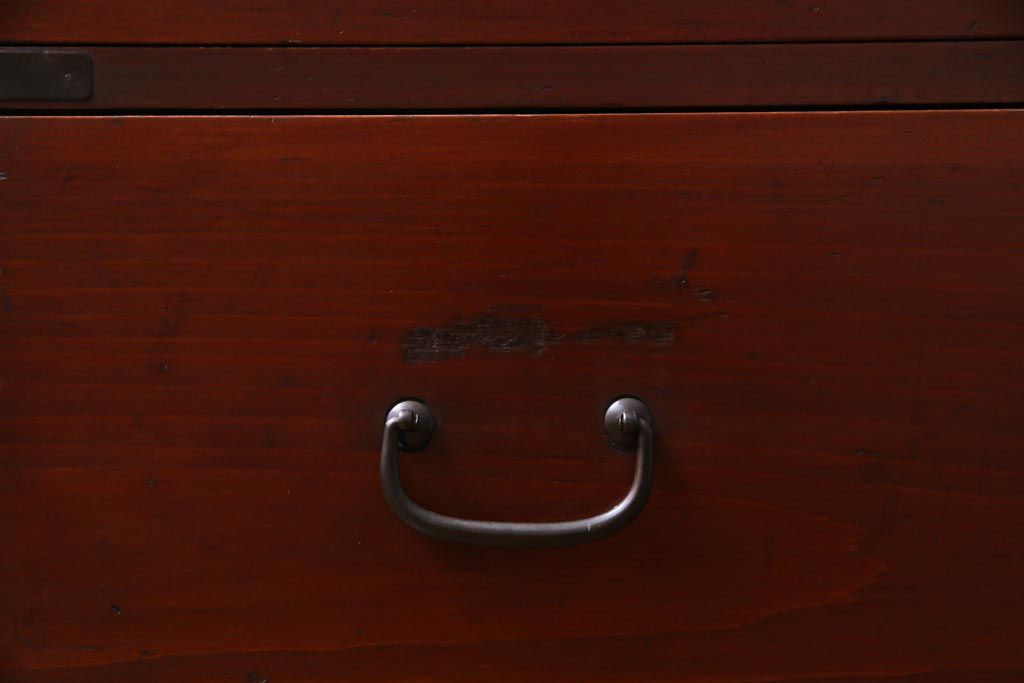 アンティーク家具　昭和初期　ヒノキ材　脚付リメイク　情緒あふれる箪笥リビングボード(チェスト、衣装箪笥)