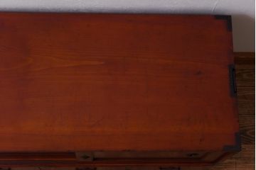 アンティーク家具　昭和初期　ヒノキ材　和の趣き溢れる上品な箪笥ローボード(収納棚、引き出し、リビングボード)