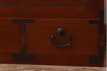 アンティーク家具　昭和初期　ヒノキ材　和の趣き溢れる上品な箪笥ローボード(収納棚、引き出し、リビングボード)