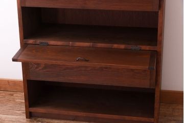 アンティーク家具　リメイク品　前面松材　古材の風合いが味わい深いパタパタ扉のキャビネット(戸棚、下駄箱、収納棚)(1)