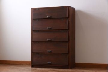 アンティーク家具　リメイク品　前面松材　古材の風合いが味わい深いパタパタ扉のキャビネット(戸棚、下駄箱、収納棚)(2)