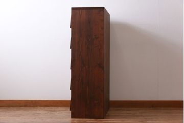 アンティーク家具　リメイク品　前面松材　古材の風合いが味わい深いパタパタ扉のキャビネット(戸棚、下駄箱、収納棚)(2)