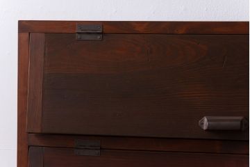 アンティーク家具　リメイク品　前面松材　古材の風合いが味わい深いパタパタ扉のキャビネット(戸棚、下駄箱、収納棚)(2)