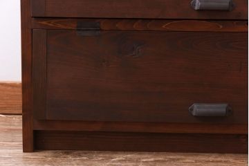 アンティーク家具　リメイク品　前面松材　古材の風合いが味わい深いパタパタ扉のキャビネット(戸棚、下駄箱、収納棚)(2)