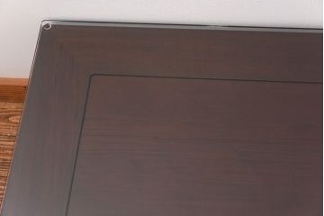 中古　大阪唐木指物　カリン材　つややかな漆塗りと品のよい装飾の座卓(ローテーブル、花梨材)(定価約90万円)