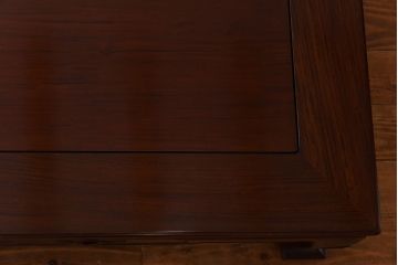 中古　大阪唐木指物　カリン材　つややかな漆塗りと品のよい装飾の座卓(ローテーブル、花梨材)(定価約90万円)