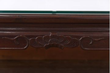 中古　大阪唐木指物　カリン材　つややかな漆塗りと品のよい装飾の座卓(ローテーブル、花梨材)(定価約90万円)