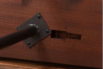 和製アンティーク　ケヤキ材一枚板　すっきりとした佇まいのリメイク鉄脚ベンチ(板座チェア、椅子)