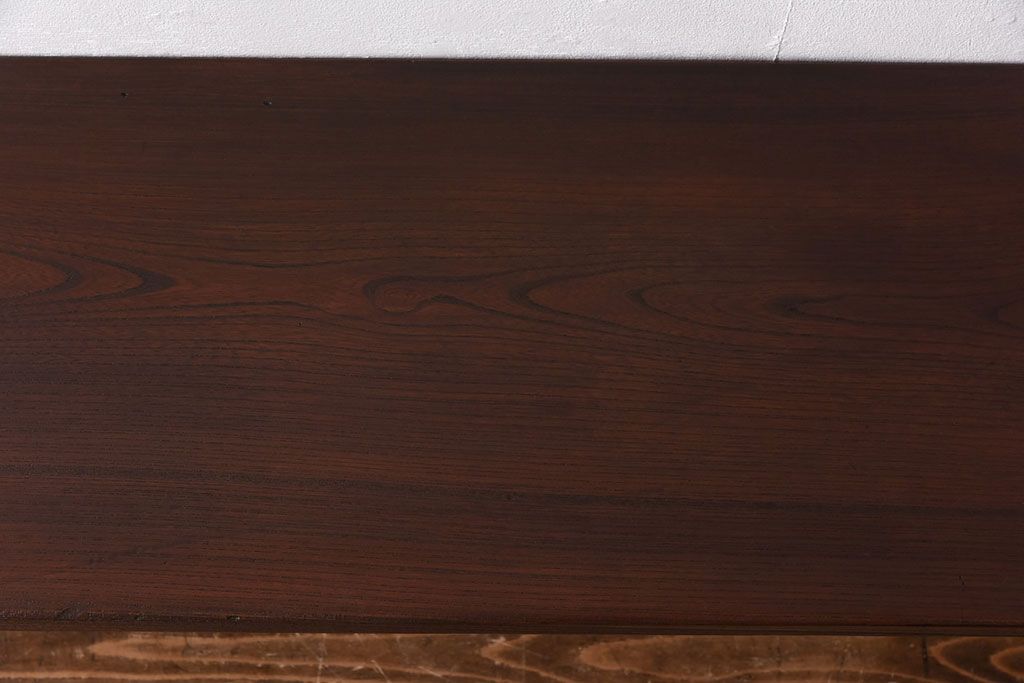 和製アンティーク　リメイク　ケヤキ材一枚板　味のある座面が魅力の鉄脚ベンチ(板座チェア、椅子)