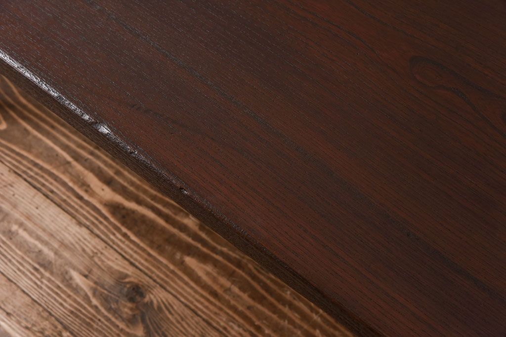 和製アンティーク　リメイク　ケヤキ材一枚板　味のある座面が魅力の鉄脚ベンチ(板座チェア、椅子)