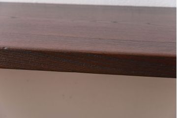 和製アンティーク　リメイク　ケヤキ材一枚板　味のある座面が魅力の鉄脚ベンチ(板座チェア、椅子)