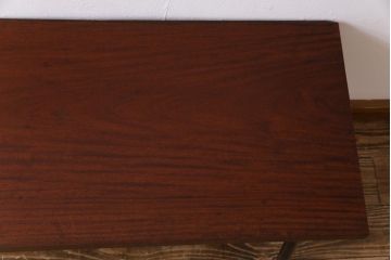 和製アンティーク　クスノキ材一枚板　味のある古材をリメイクした鉄脚ベンチ(板座チェア、ディスプレイ台)