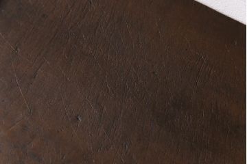 アンティーク雑貨　和製アンティーク　栃の木材一枚板　味のある古材をリメイクした鉄脚ベンチ(板座チェア、ディスプレイ台)