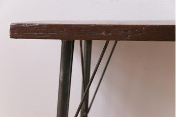 古材使用　ラワン材一枚板 低めのサイズが可愛らしいリメイク鉄脚ローテーブル(センターテーブル、飾り台)