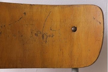 ヴィンテージ家具　イギリスビンテージ　ジャンク感が楽しめる使い込まれたスクールチェア(ワークチェア、板座チェア)(1)