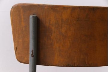 ヴィンテージ家具　イギリスビンテージ　ジャンク感が楽しめる使い込まれたスクールチェア(ワークチェア、板座チェア)(2)