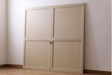 ペイント家具　レトロなペイントカラーが魅力の板戸2枚セット(引き戸、建具)