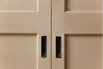 ペイント家具　レトロなペイントカラーが魅力の板戸2枚セット(引き戸、建具)