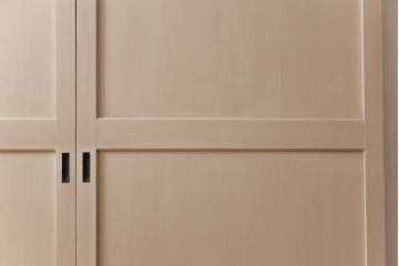ペイント家具　レトロなペイントカラーが魅力の板戸2枚セット(引き戸、建具)