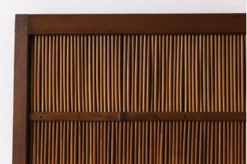 昭和中期　竹の桟が風情を漂わせるアンティーク御簾戸(簾戸、簀戸、葭戸、夏障子、夏戸、葦戸)2枚セット