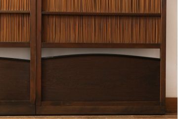 昭和中期　竹の桟が風情を漂わせるアンティーク御簾戸(簾戸、簀戸、葭戸、夏障子、夏戸、葦戸)2枚セット