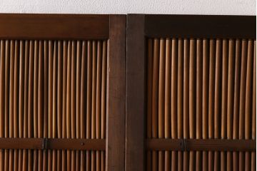 昭和中期　竹の桟が風情を漂わせるアンティーク御簾戸(簾戸、簀戸、葭戸、夏障子、夏戸、葦戸)2枚セット