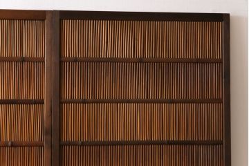昭和中期　竹の桟が風情を漂わせるアンティーク御簾戸(簾戸、簀戸、葭戸、夏障子、夏戸、葦戸)2枚セット