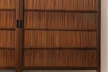 昭和中期　竹の桟が風情を漂わせるアンティーク御簾戸(簾戸、簀戸、葭戸、夏障子、夏戸、葦戸)2枚セット