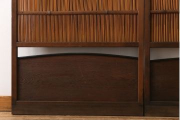 昭和中期　竹の桟が風情を漂わせるアンティーク御簾戸(簾戸、簀戸、葭戸、夏障子、夏戸、葦戸)2枚セット