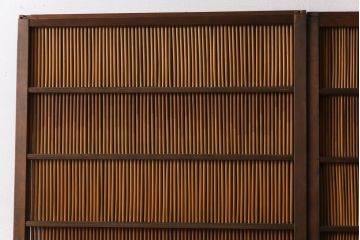 昭和中期　竹の桟が風情を漂わせるアンティーク御簾戸(簾戸、簀戸、葭戸、夏障子、夏戸、葦戸)2枚セット