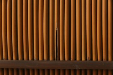 昭和中期　竹の桟が風情を漂わせるアンティーク御簾戸(簾戸、簀戸、葭戸、夏障子、夏戸、葦戸)2枚セット