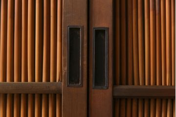 昭和中期　竹の桟が風情を漂わせるアンティーク御簾戸(簾戸、簀戸、葭戸、夏障子、夏戸、葦戸)2枚セット